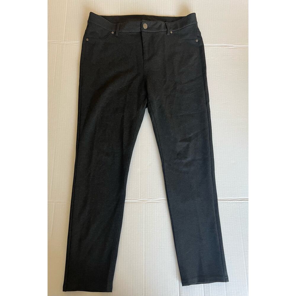 Avenue‎ Dark Gray Straight Leg Back Pockets Zippered Stretch Pants 16